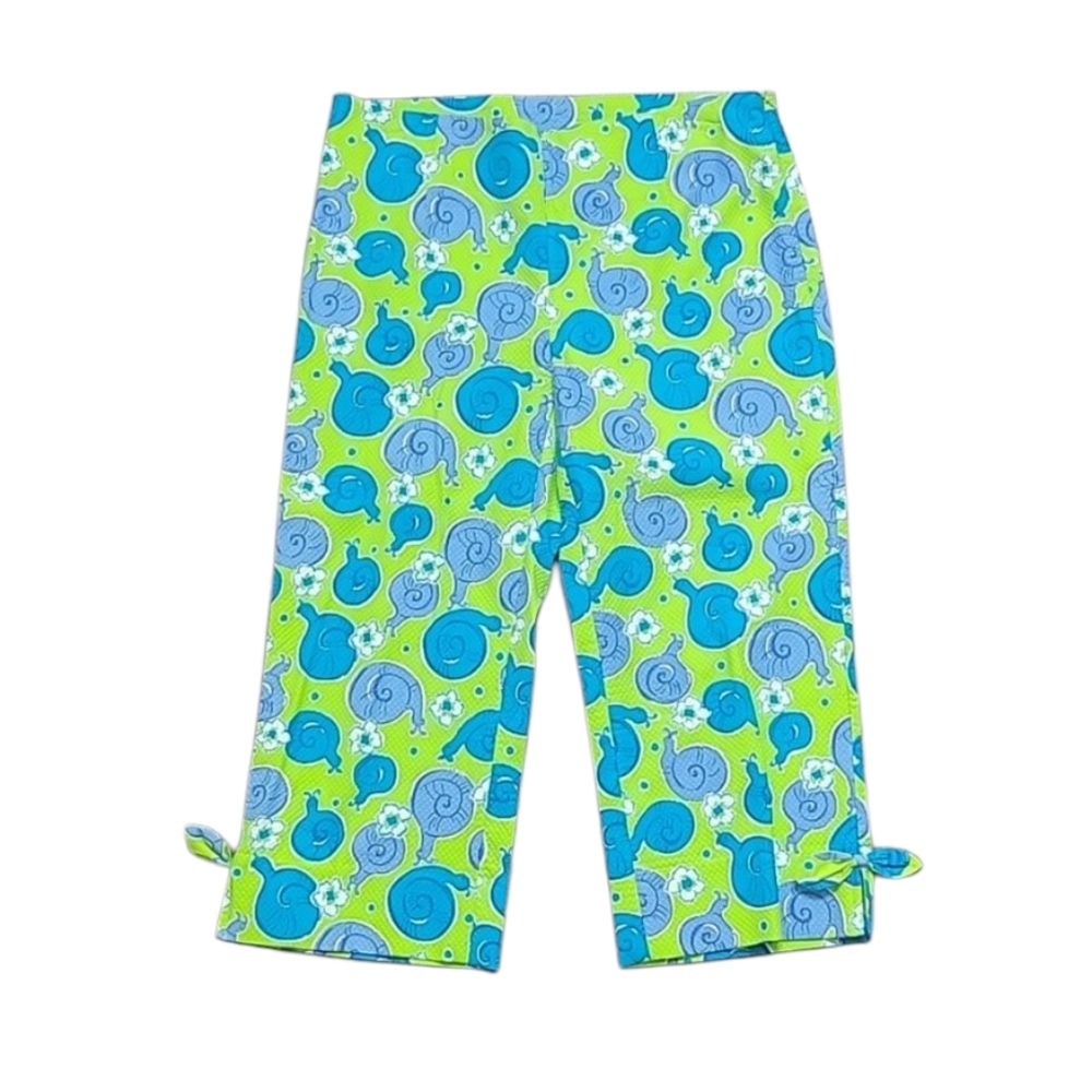 Lilly Pulitzer Escargot Snail Print Bow Capri Cropped Pants Vintage 90's Y2K 4